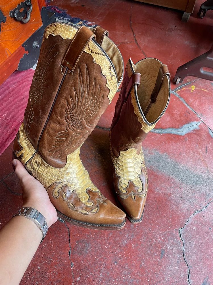 Adams Boots パイソン×レザーのウエスタンブーツ